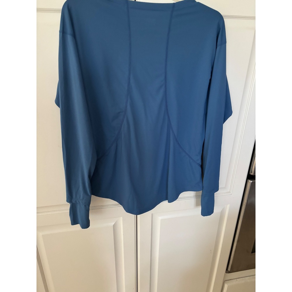 LOOVOO Womens Blue Long Sleeve Activewear Top Thumbholes Side‎ Pocket Size L - Picture 7 of 7